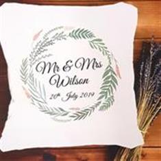 Personalised Wedding Couple Wreath Cushion 