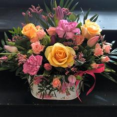 Vintage Pastel Tin Pot